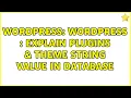 Wordpress Wordpress Explain Plugins Theme string value in database 3 Solutions