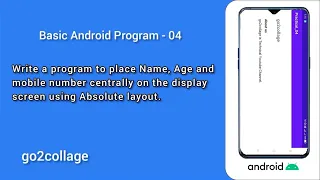 EP 04 Android Studio Basic Program I go2collage