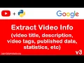 Extract YouTube Details in Python using YouTube Data API