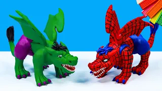 Making Dinosaur x Dragon Superheroes Spider-man, Hulk with Polymer Clay 🧟‍♂️ Clay Speed Build