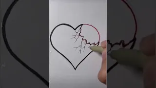 رسم سهل رسم قلب مكسور بطريقة جديدة 
