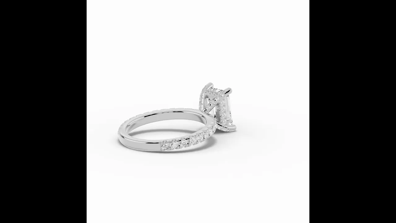 Emerald Cut Coronet Diamond Crown Engagement Ring