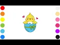 Chick in Cracked Easter Egg Cute Kids Coloring Page