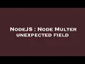 NodeJS Node Multer unexpected field