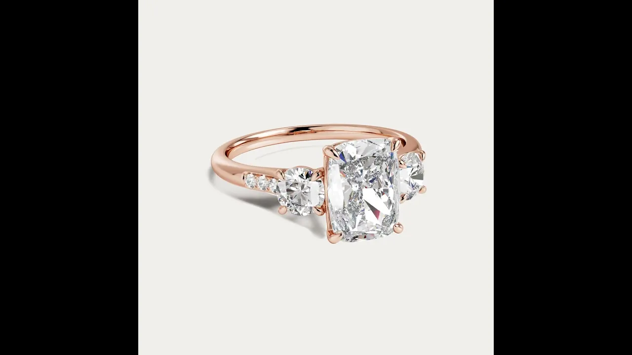 Sienna丨Elongated Cushion Lab Diamond Cathedral Three-Stone Engagement Ring