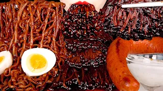 ASMR MUKBANG | 짜장불닭팽이버섯 짜파게티 킬바사소세지 먹방 SPICY ENOKI MUSHROOMS BLACK BEAN NOODLES Eating Sounds