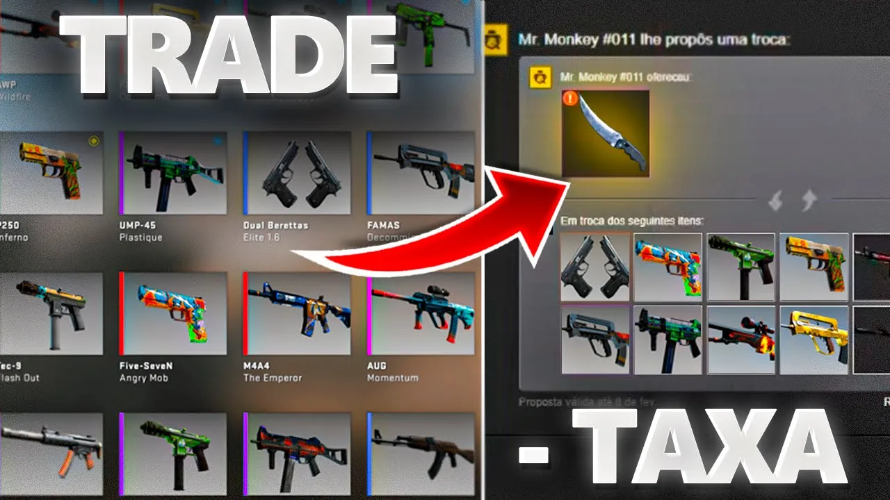 Como TROCAR suas SKINS de CSGO! $5 GRÁTIS (itens ruins por faca)
