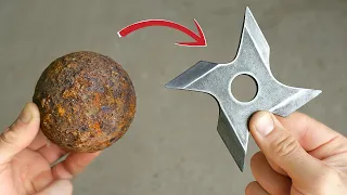Forging Ninja Star out of Rusty Bearing Ball