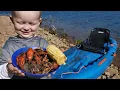 Crawfish Catch Cook - Camping on Deserted Island Fishing Trapping Dinner