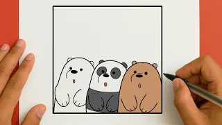 رسم سريع وسهل اسهل طريقة لرسم الدببه الثلاثه رسم الاصدقاء الدببه الثلاثه رسم باندا سهل كيوت 