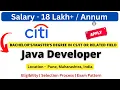 Citi Off Campus Drive for Experience 2-4 Years Java Developer Salary 10-18 LPA