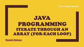 Java Programming - Iterate Through Each Element of An Array For-Each Loop