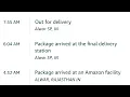 Package arrived at an Amazon facility