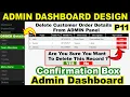 JavaScript Confirmation box How to Delete Record from database Admin Dashboard UI design in HTML