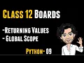 Returning Value Global Scope Class 12 Computer Science - Python 09
