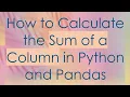 How to Calculate the Sum of a Column in Python and Pandas