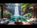 Download Lagu Dreamy Spring Sunrise 4K🌸Cozy Porch with Waterfall View for Relaxing- Water \u0026 Birdsong Forest Sound