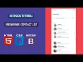 UI Design Tutorial - Messenger Contact List HTML CSS BOOTSTRAP