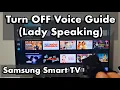 How to Turn OFF Voice Guide Lady Speaking on Samsung Smart TV DU7200 Series