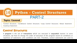 CLASS-8 COMPUTER SCIENCE CHAPTER-10 PYTHON - CONTROL STRUCTURES PART-2