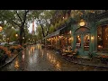 Rainy Day Paris Cafe Street Vibes with Deep Smooth Jazz Rain Sounds for Relax Cozy Moments