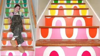 Rainbow Renter-Friendly Stairs: First Time Using Cricut Vinyl Cutter | BeepBoop DIY