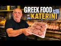 GREEK FOOD in KATERINI - Incredible Meze Bougatsa Souvlaki