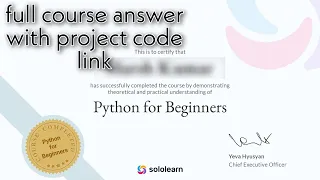 sololearn python for beginners full course answer with project codes github link in hindi