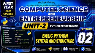 Basic python syntax and structure First year computer science Chapter 2 Lecture 2