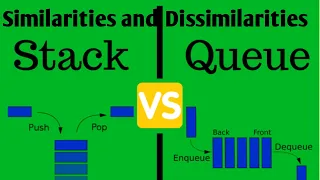 Similarities and Dissimilarities between Queue and Stack Push-pop Front-Rear Hindi