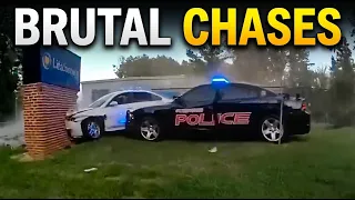 BRUTAL CHASES. Fleeing Impala Smashes Brick Sign & 105 MPH Motorcycle Chase