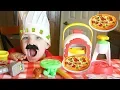 Caleb Pretend Play Cooking Pizza with Play Doh Cooking Toy Playset