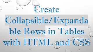 Create Rows in Tables with HTML and CSS