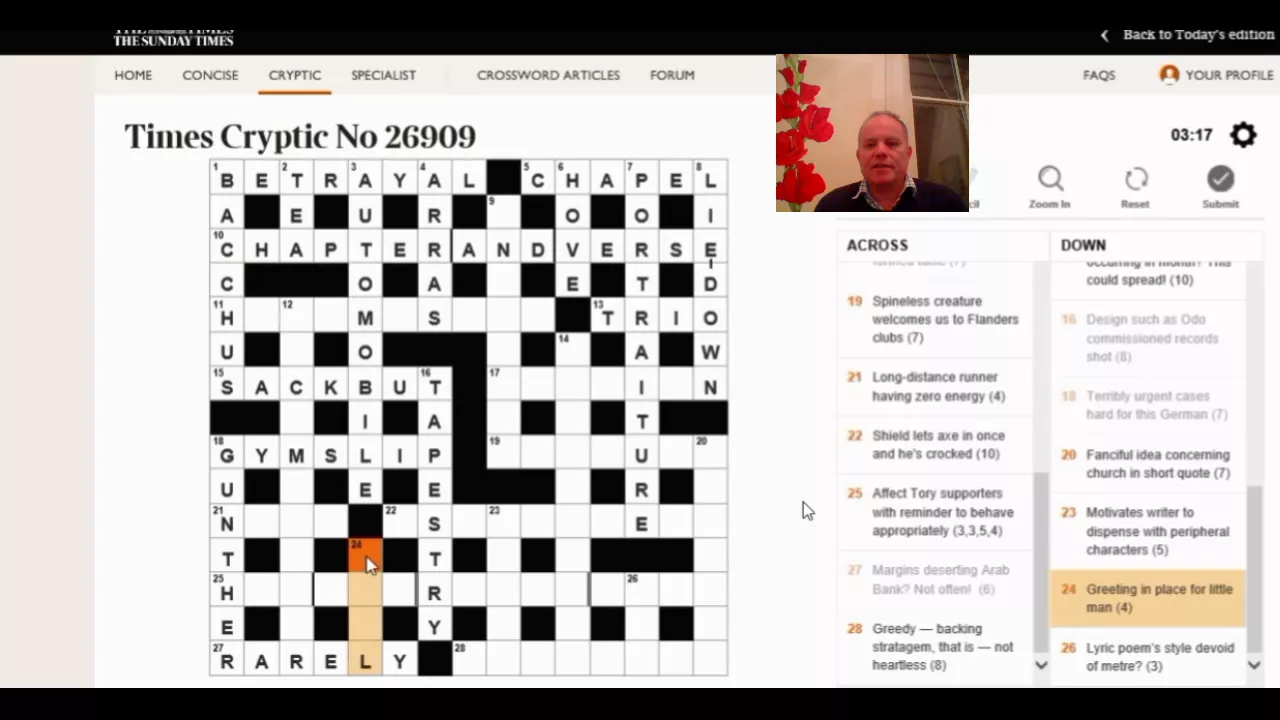 Solving the Times Crossword on 15th December