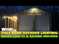 Pole barn exterior lighting under roof Metal building LED garage outdoor motion sensor flood lights