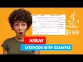 JAVA ARRAY JAVA METHODS INTRODUCTION WITH EXAMPLE JAVA PROGRAMMING TUTORIAL 27