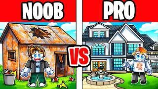 NOOB vs PRO Mansion Build Battle Challenge in Roblox!