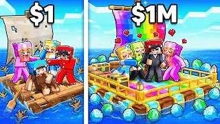 From POOR to RICH Raft One Block in Minecraft!