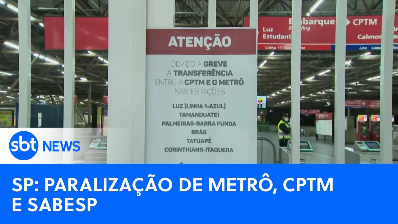 Programada nesta 3ª feira em SP a paralisação de metrôs, CPTM e Sabesp  | #SBTNewsnaTV (03/10/23)