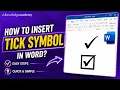 How To Insert Tick Mark or Checkmark in MS Word Fastest Way To Insert Checkmark in MS Word