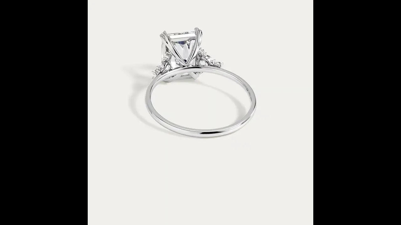 Serene丨3CT Radiant Cut Lab Diamond Side Stone Engagement Ring