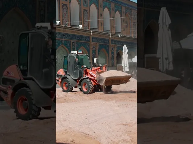 تهيئة محيط الصحن الحيدري الشريف بالرمال لإحياء شعيرة المشاعل