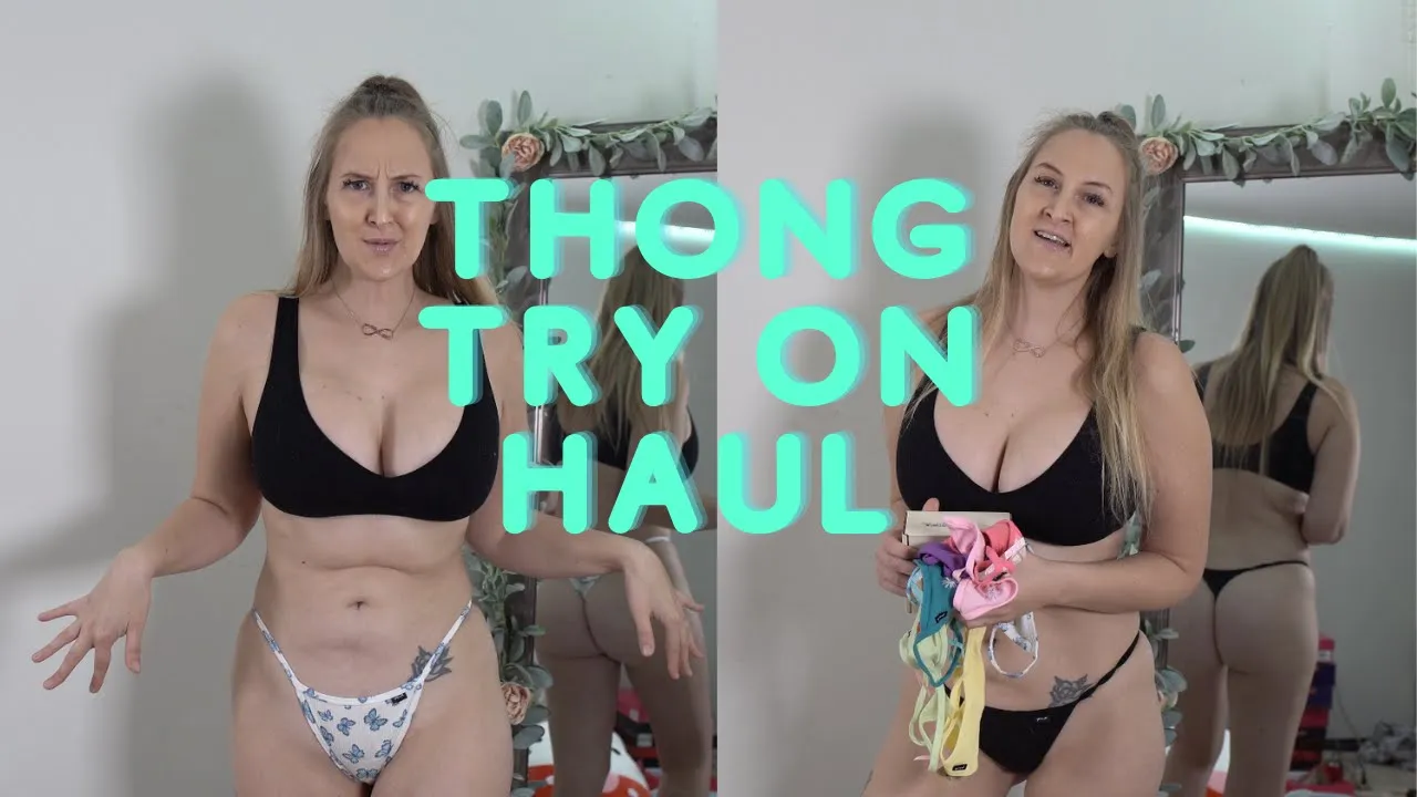 Victoria Secret PINK G STRING THONG Panty Try On Haul + Feat Dossier!