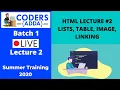 HTML Lecture List Table Image Linking CodersAdda DigiCoders Technologies