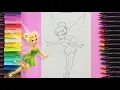 Tinkerbell Coloring Page Drawing Disney Fairy Learn Colors for Girls and Kids PINK GIRL