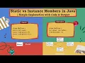 Understanding Static vs Instance Members in Java Simple Explanation with Code Output