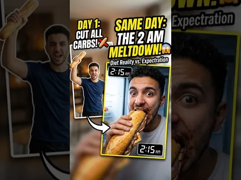 Cutting Carbs at 8 AM vs. The 2 AM Fridge Crime! 😂🥖 #funny