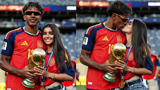 Lamine Yamal Kiss His Gf Inés García Santos in Trophy Celebration after Win Spain vs Argentina Final