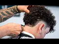 How To Cut a BURST FADE on Curly Hair Step-By-Step-Tutorial