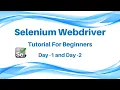 Selenium Tutorial Day 1 Selenium Webdriver tutorial Part 2